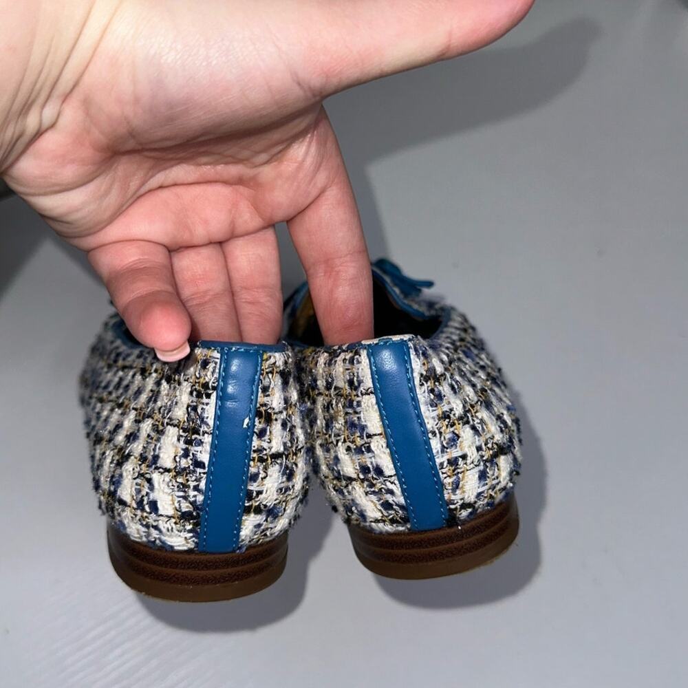 Ann Taylor Ursula Tweed Tassel Loafers Blue Size 7M Slip On Round Toe - Picture 7 of 8
